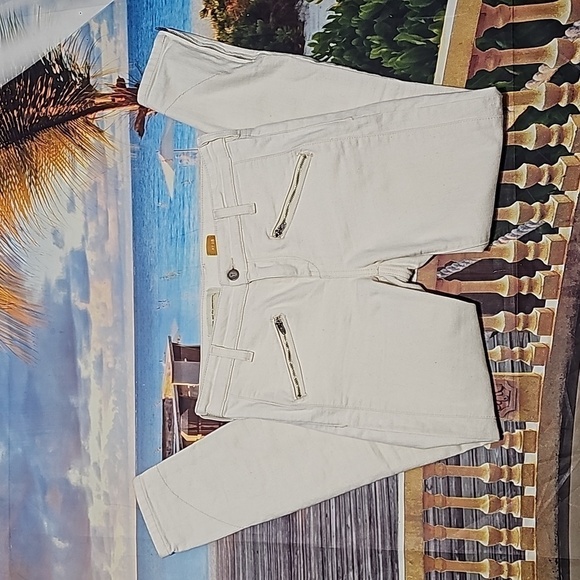 Pilcro and the Letterpress Cream Zippered Ankle Skinny Jeans Size 28 - Picture 2 of 10